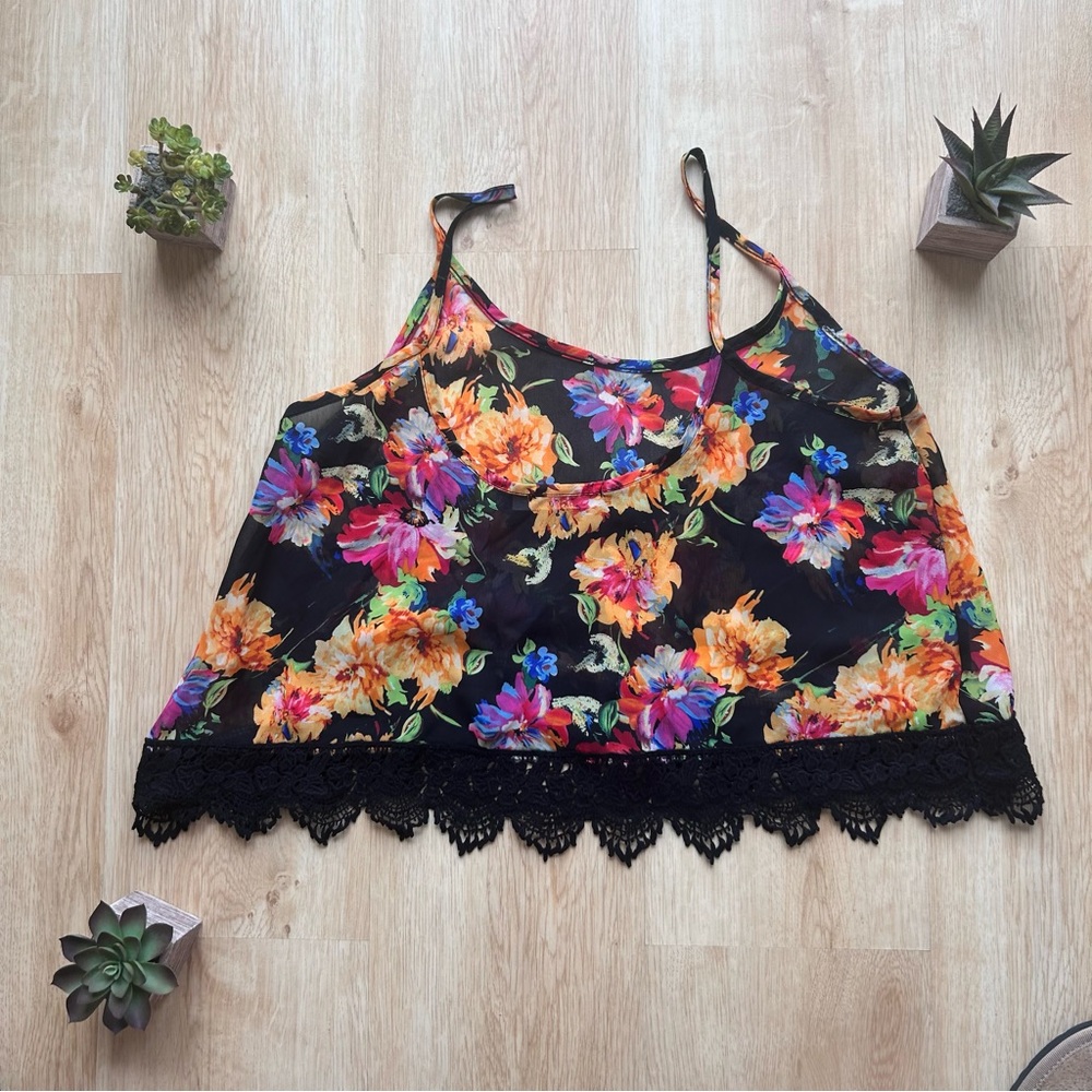 Sheer Floral Crop Top
